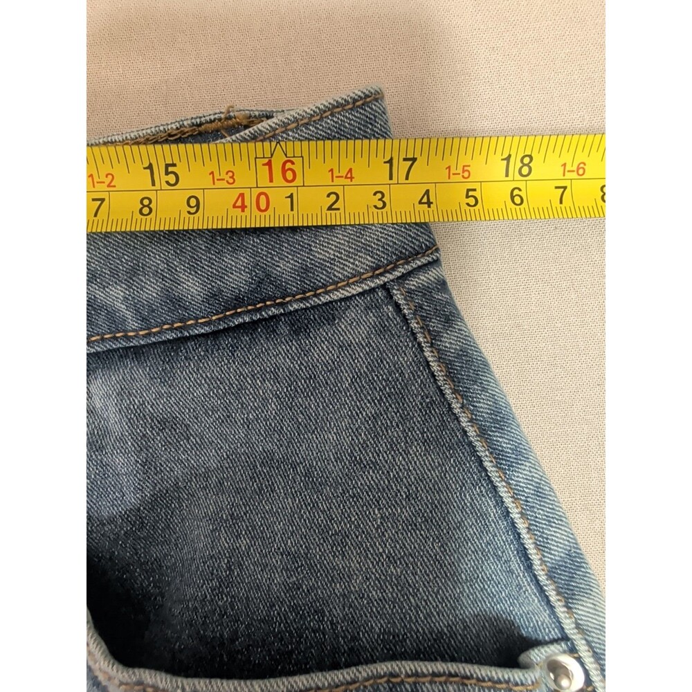 Womens XL Blue Denim Distressed Skort Frayed Mini Jean Skirt Shorts XL Y2K - Picture 10 of 12